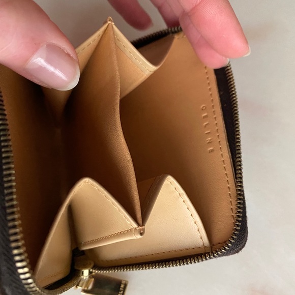 Brown suede Celine zip around card wallet - Picture 6 of 6